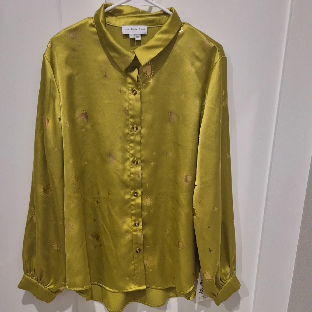 Never Fully Dressed Olive Button-Down Shirt Size 14 XL - Picture 2 of 9